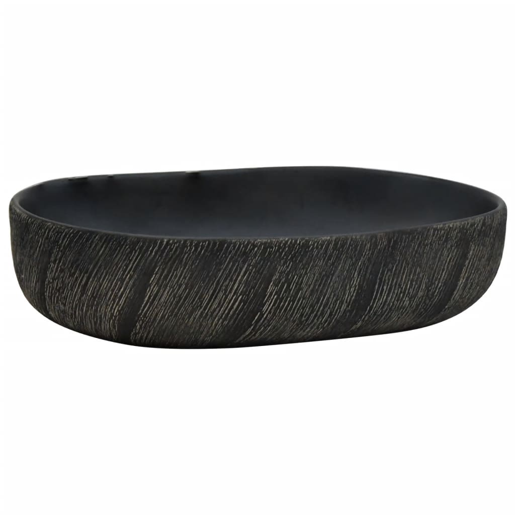 vidaXL Countertop Basin Black Oval 59x40x14 cm Ceramic