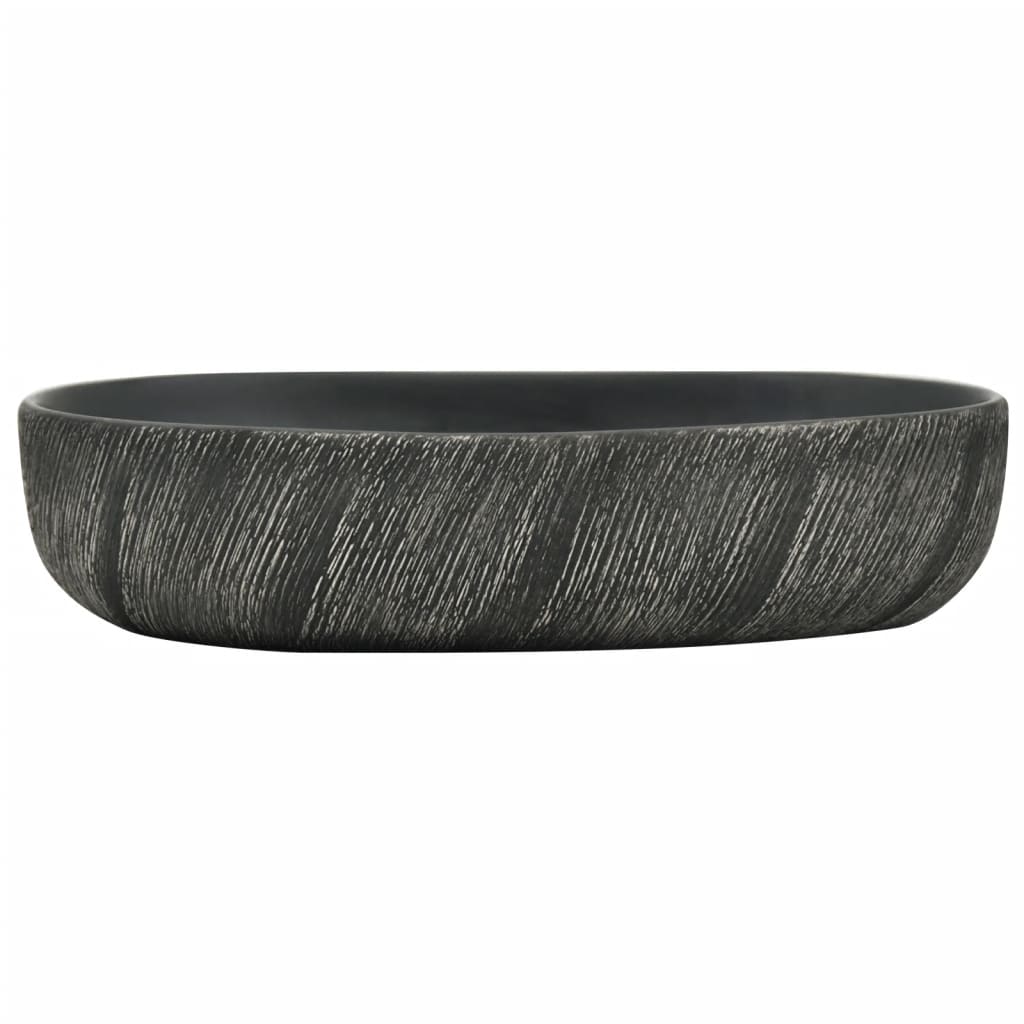 vidaXL Countertop Basin Black Oval 59x40x14 cm Ceramic