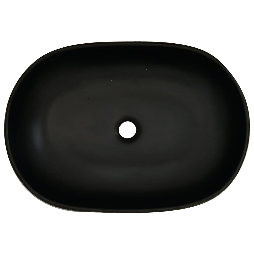 vidaXL Countertop Basin Black Oval 59x40x14 cm Ceramic