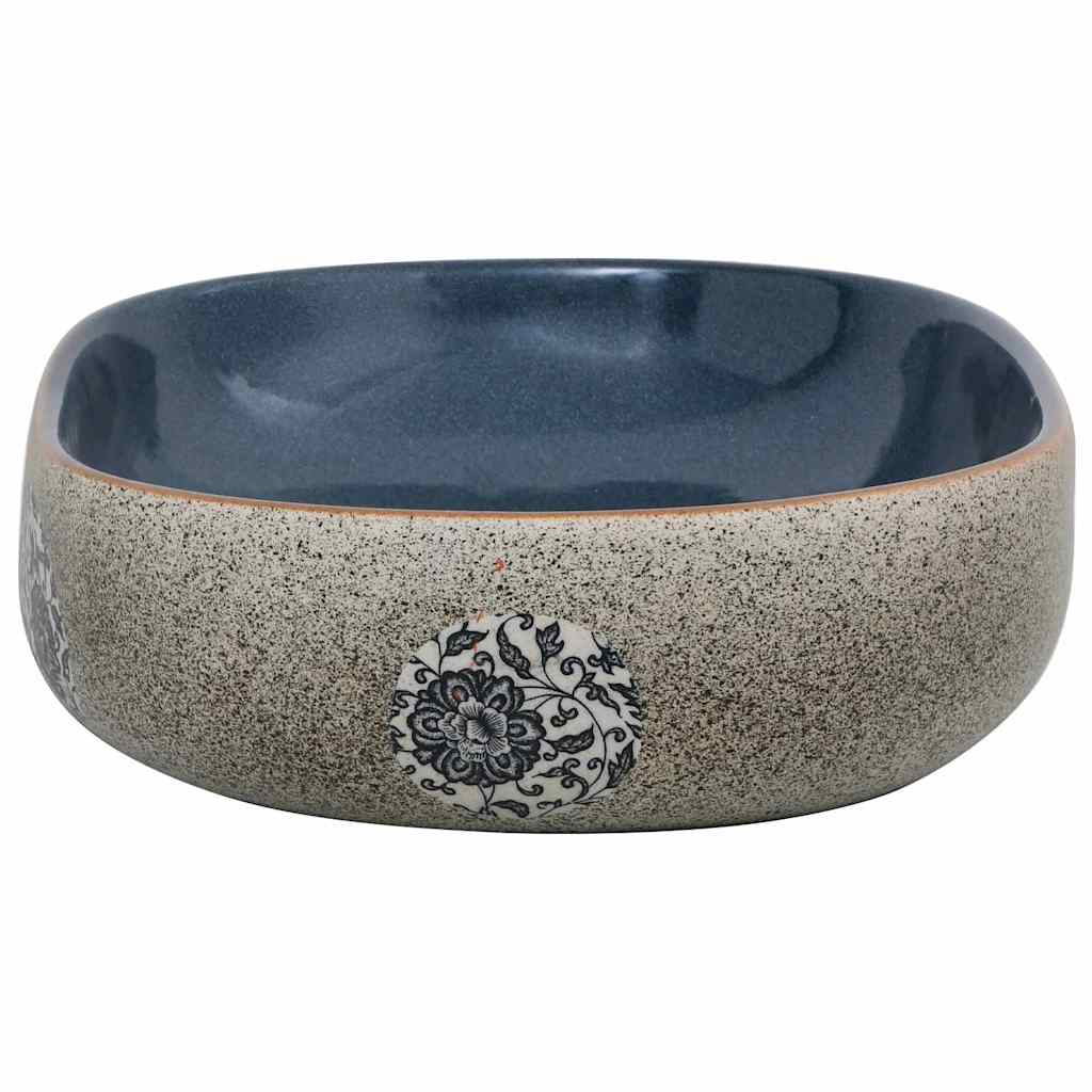 Countertop Basin Sand and Blue Oval 59x40x14 cm Ceramic