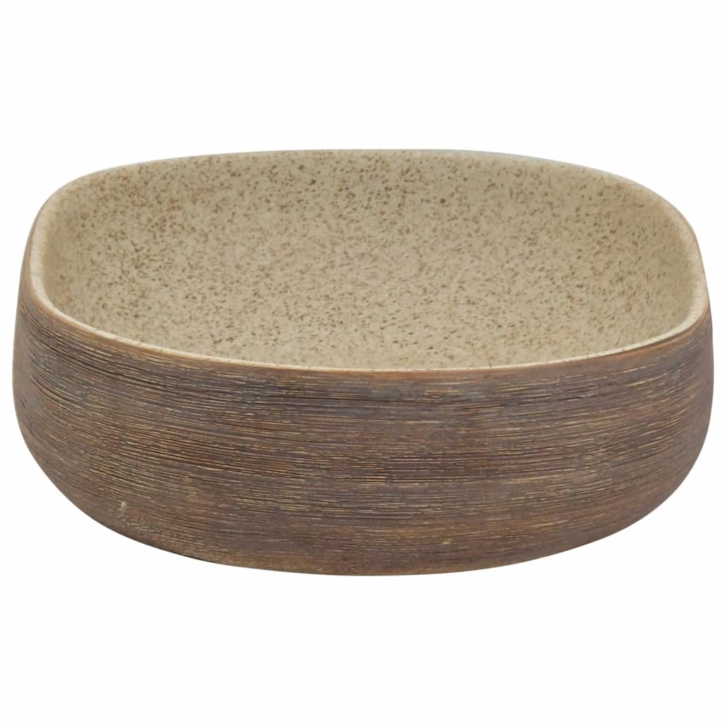 vidaXL Countertop Basin Sand and Brown Oval 59x40x14 cm Ceramic