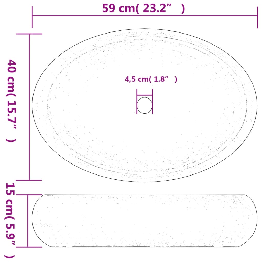 vidaXL Countertop Basin White and Gold Oval 59x40x15 cm Ceramic