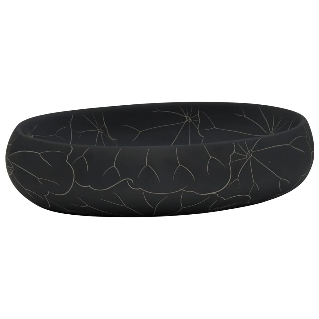 vidaXL Countertop Basin Black Oval 59x40x15 cm Ceramic