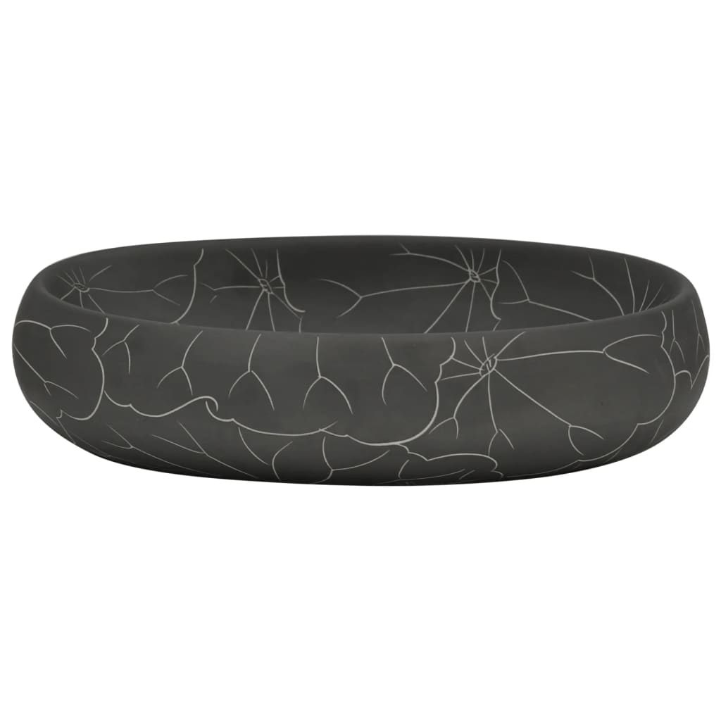 vidaXL Countertop Basin Black Oval 59x40x15 cm Ceramic