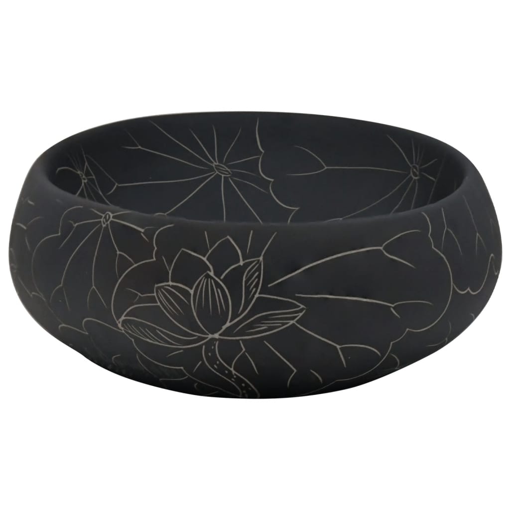 vidaXL Countertop Basin Black Oval 59x40x15 cm Ceramic