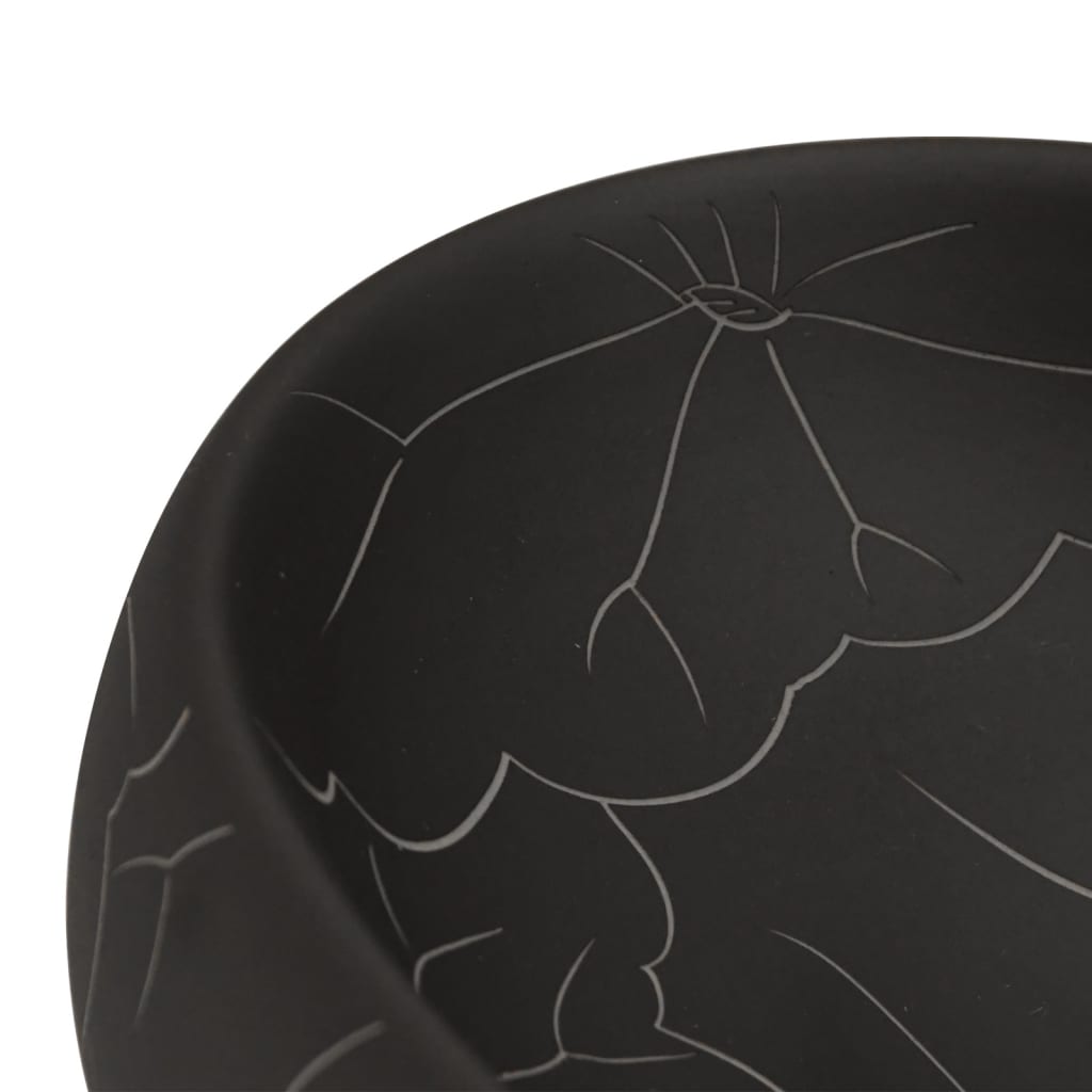 vidaXL Countertop Basin Black Oval 59x40x15 cm Ceramic