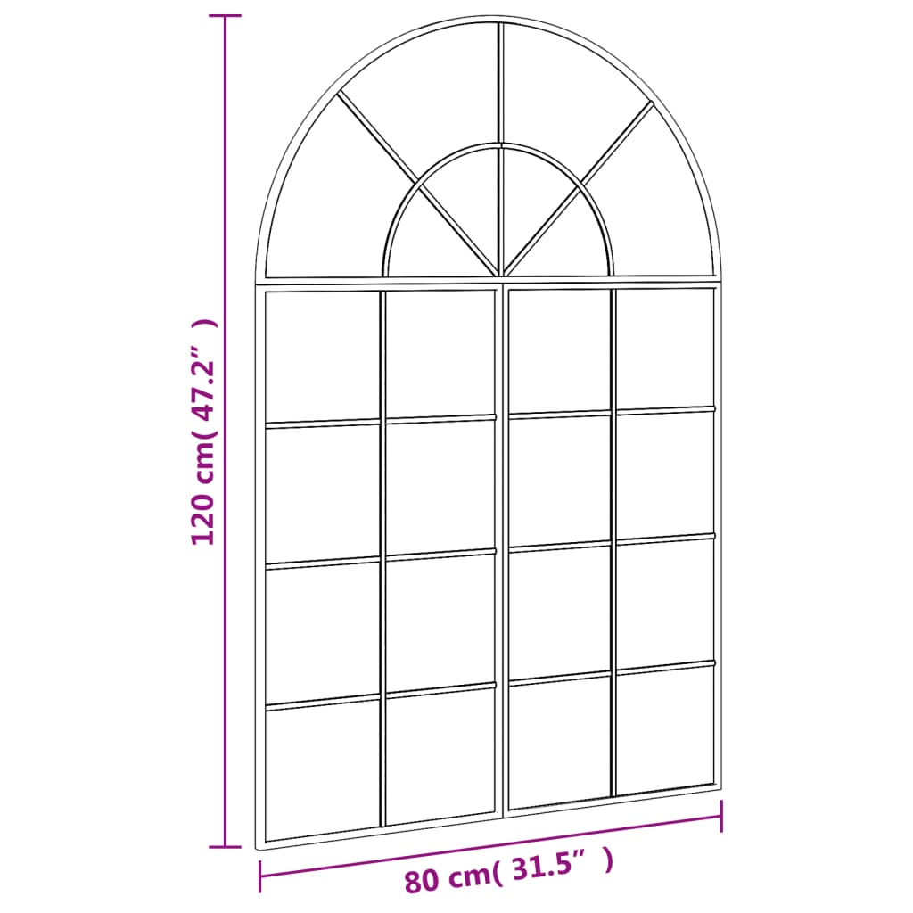 vidaXL Wall Mirror Black 80x120 cm Arch Iron