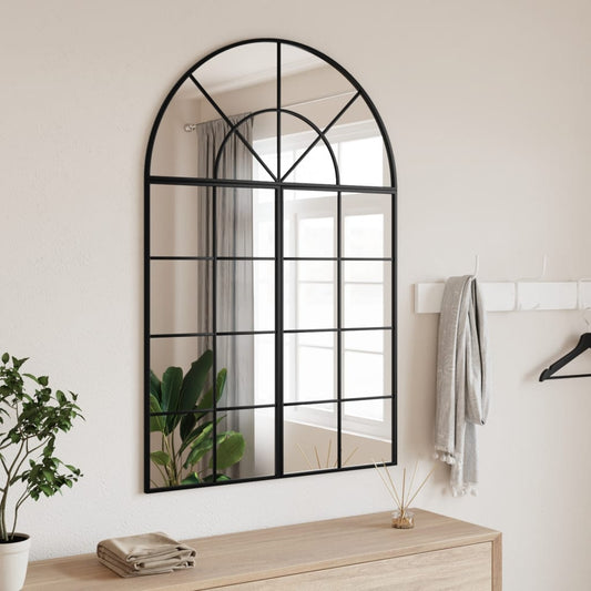 vidaXL Wall Mirror Black 80x120 cm Arch Iron