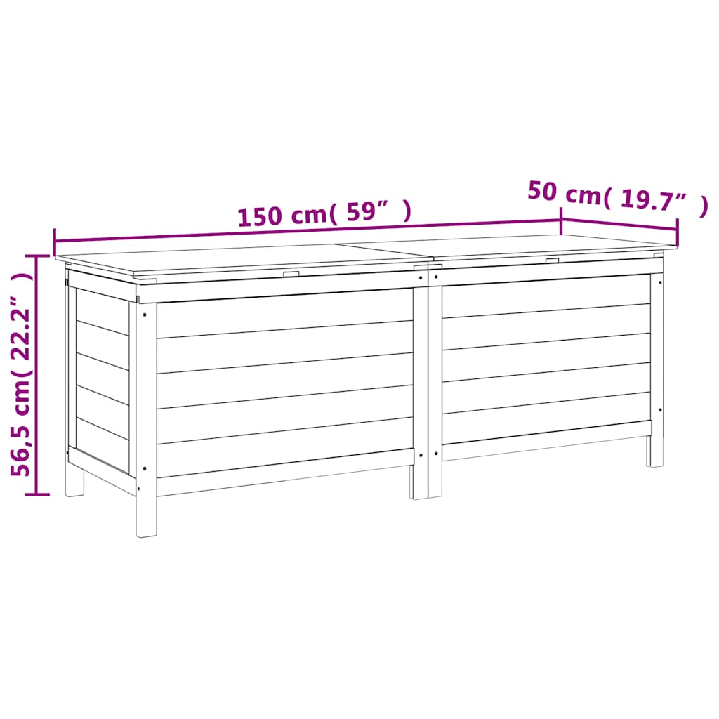 Garden Storage Box Anthracite 150x50x56.5 cm Solid Wood Fir