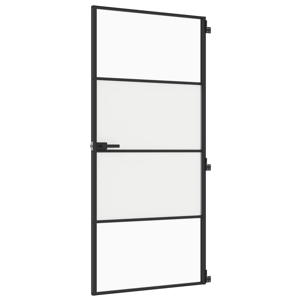 Interior Door Slim Black 93x201,5 cm Tempered Glass and Aluminium