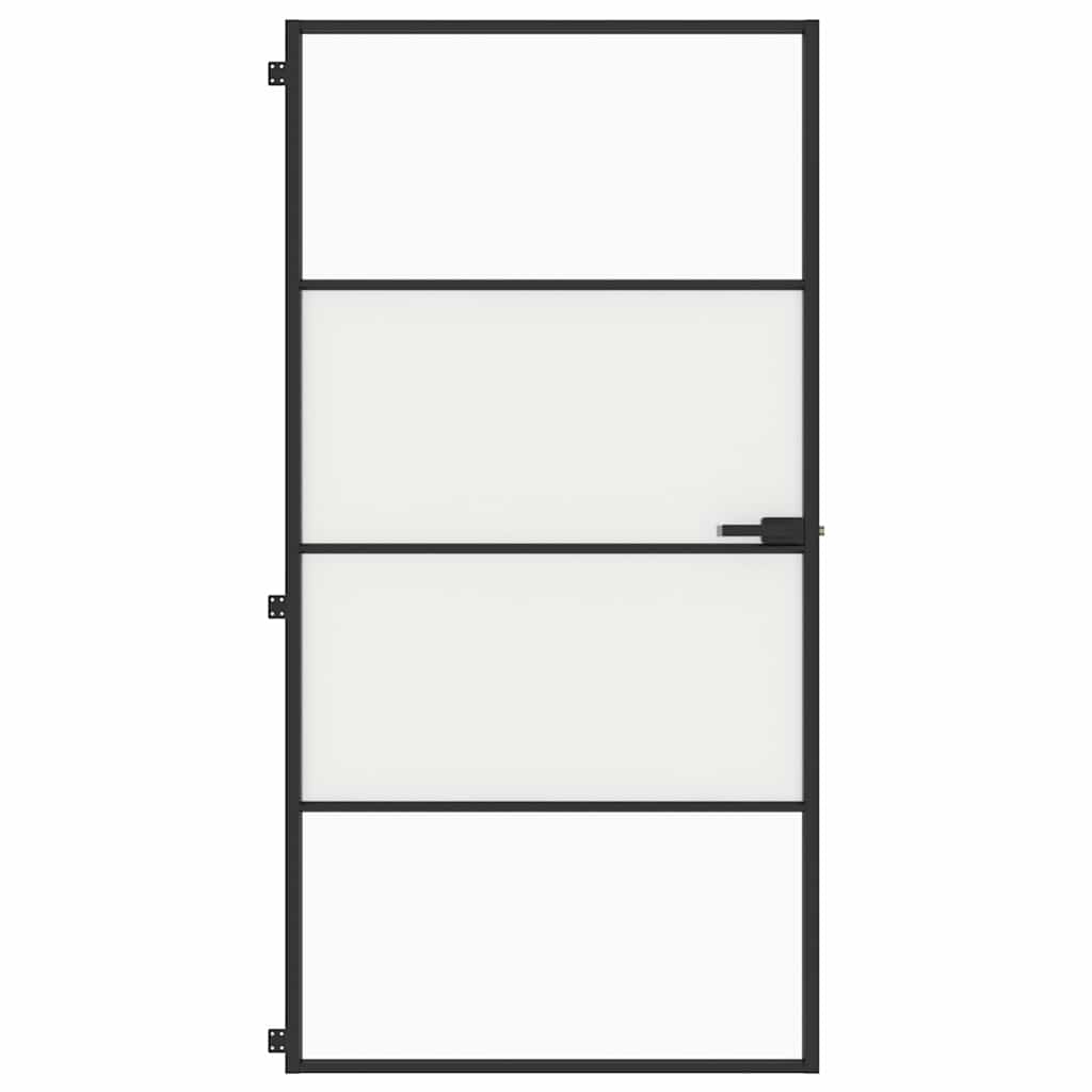 Interior Door Slim Black 102.5x201.5 cm Tempered Glass and Aluminium