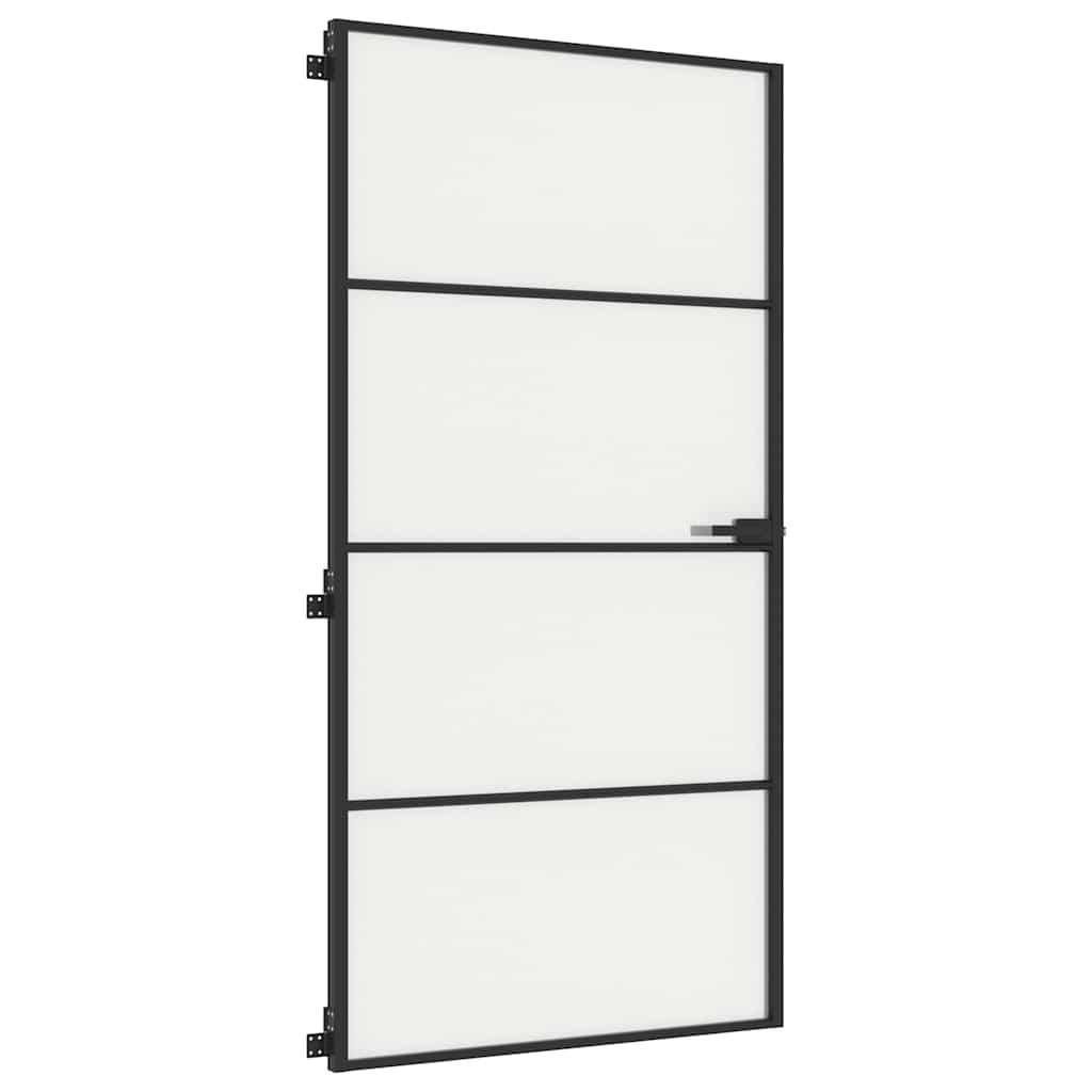 Interior Door Slim Black 102.5x201.5 cm Tempered Glass and Aluminium