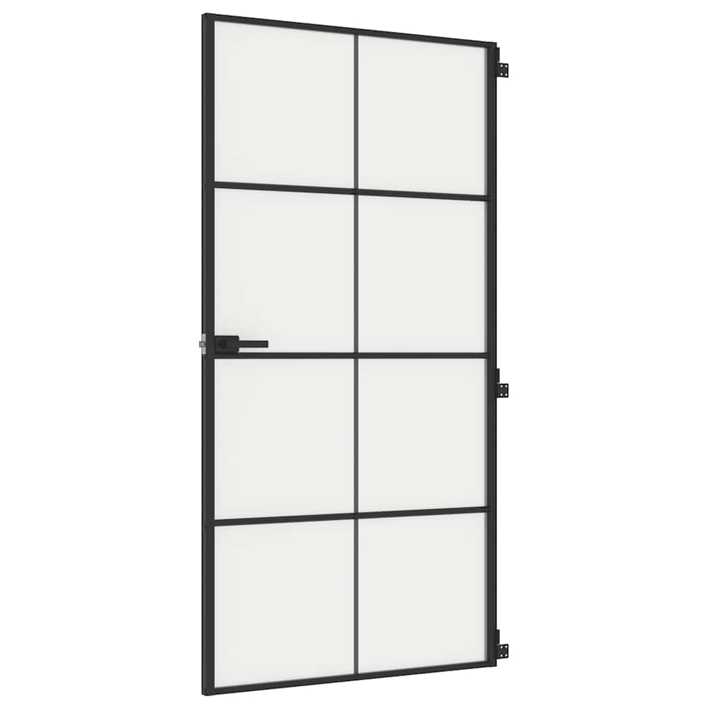 Interior Door Slim Black 102.5x201.5 cm Tempered Glass and Aluminium