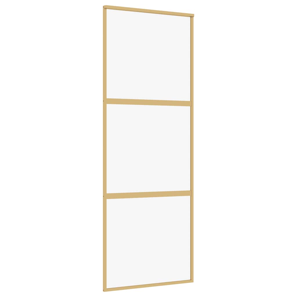 Sliding Door Gold 76x205 cm Clear ESG Glass and Aluminium