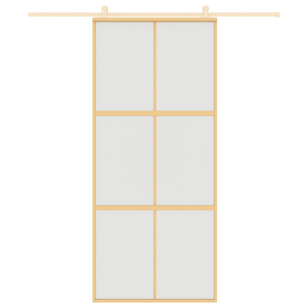 Sliding Door Gold 90x205 cm Frosted ESG Glass and Aluminium