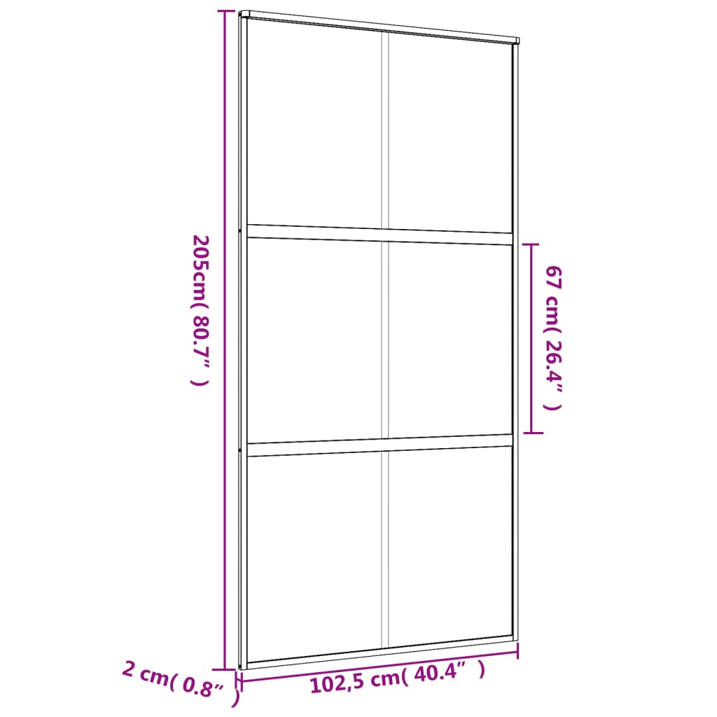 vidaXL Sliding Door Gold 102.5x205 cm Frosted ESG Glass and Aluminium