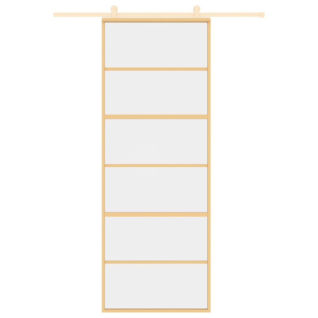 Sliding Door Gold 76x205 cm Clear ESG Glass and Aluminium