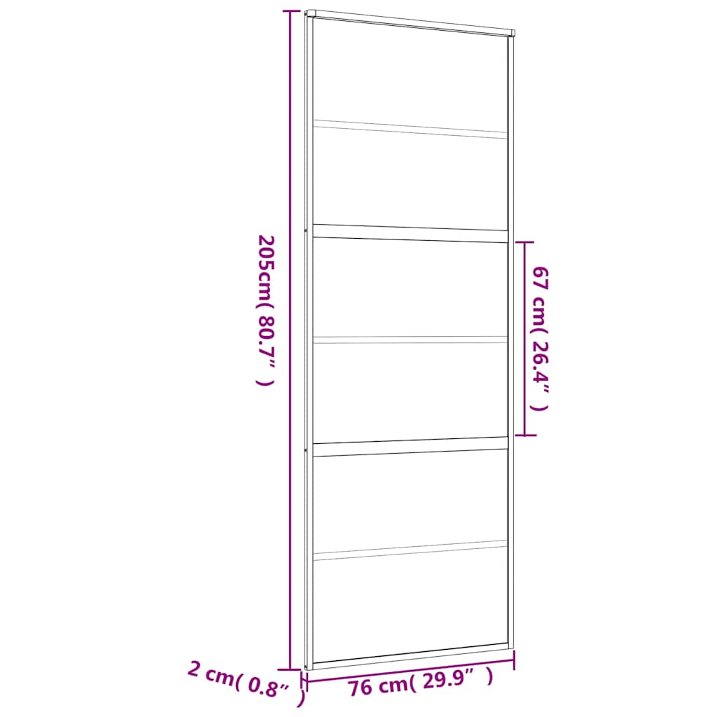 Sliding Door Gold 76x205 cm Frosted ESG Glass and Aluminium