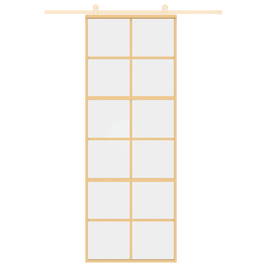 Sliding Door Gold 76x205 cm Clear ESG Glass and Aluminium