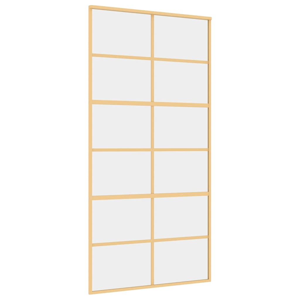Sliding Door Gold 102.5x205 cm Clear ESG Glass and Aluminium