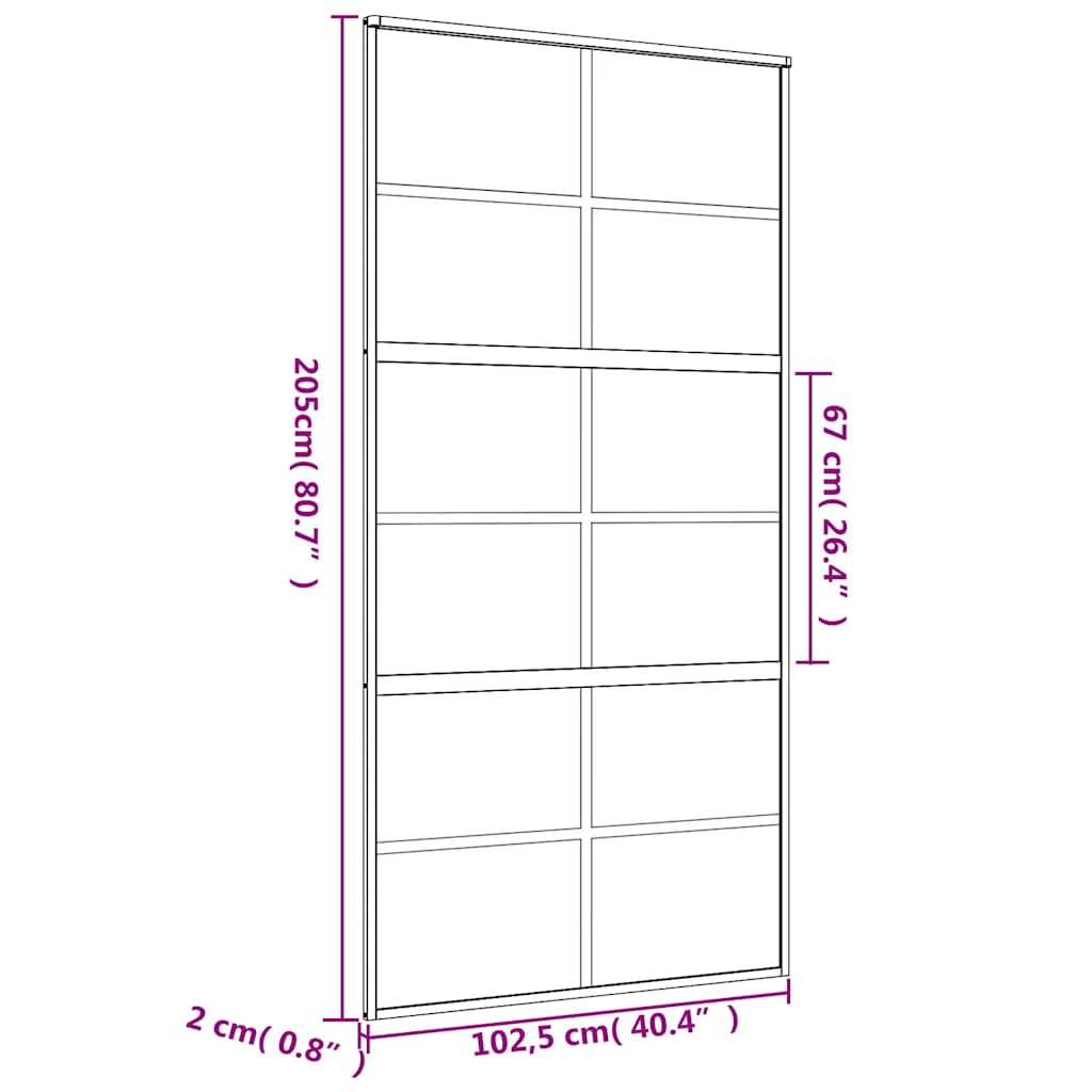 Sliding Door Gold 102.5x205 cm Clear ESG Glass and Aluminium