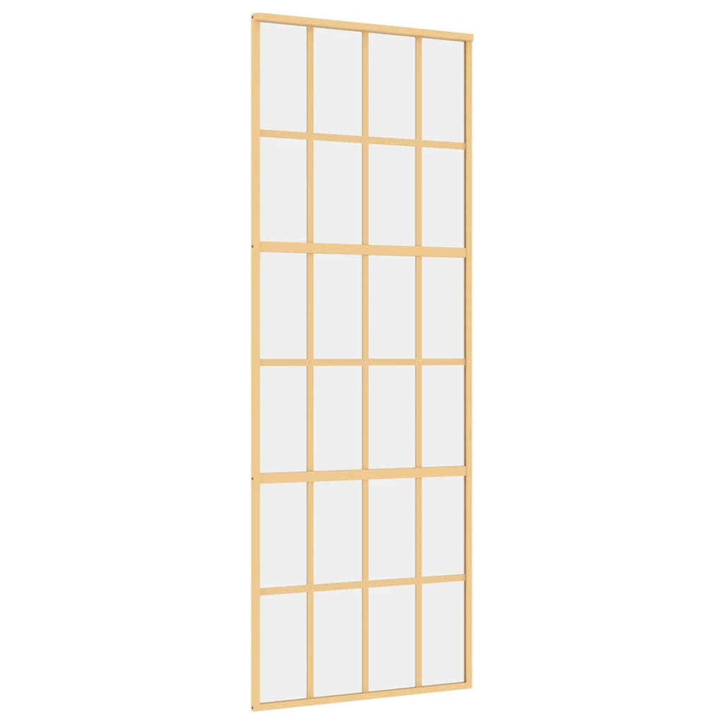 Sliding Door Gold 76x205 cm Clear ESG Glass and Aluminium