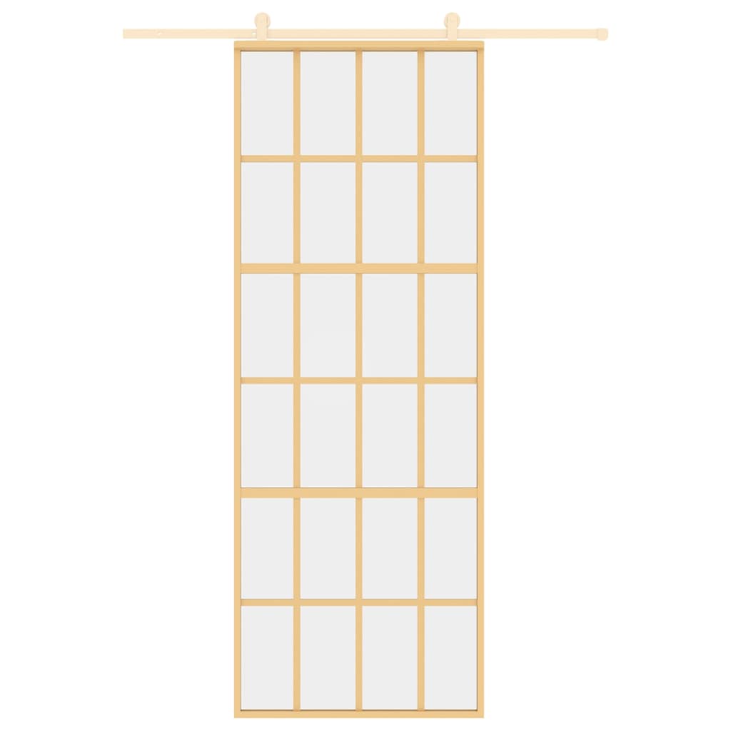 Sliding Door Gold 76x205 cm Clear ESG Glass and Aluminium