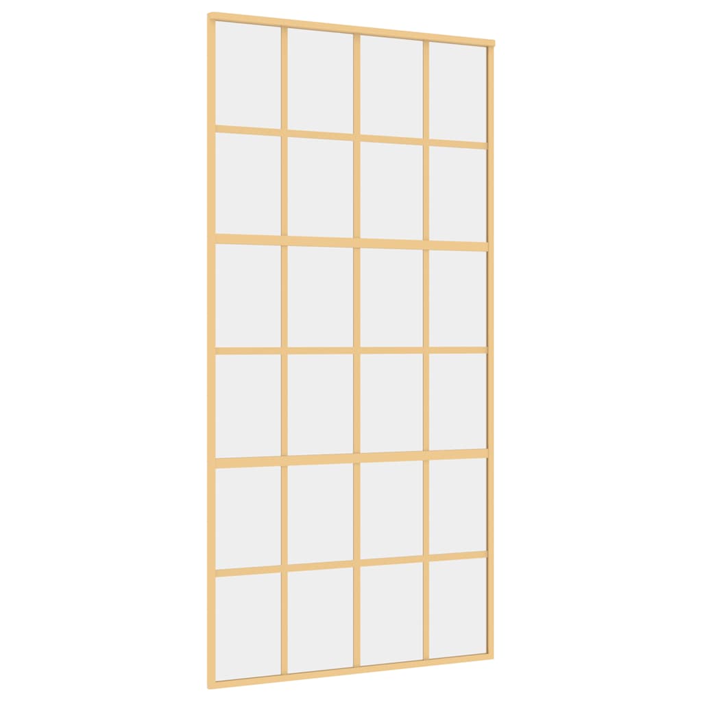 Sliding Door Gold 102.5x205 cm Clear ESG Glass and Aluminium