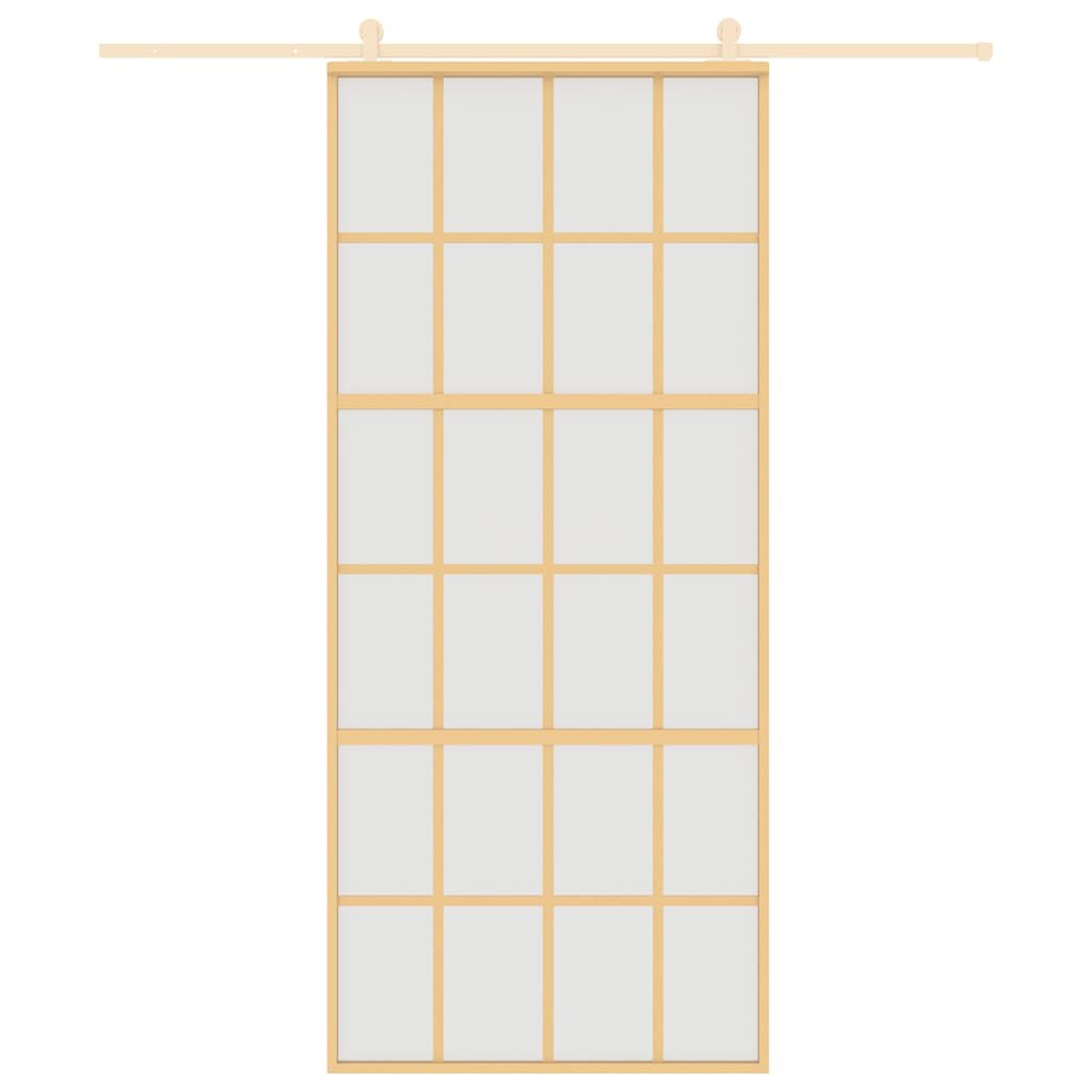 Sliding Door Gold 90x205 cm Frosted ESG Glass and Aluminium