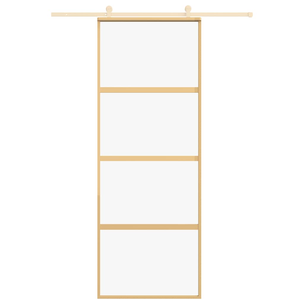 Sliding Door Gold 76x205 cm Clear ESG Glass and Aluminium