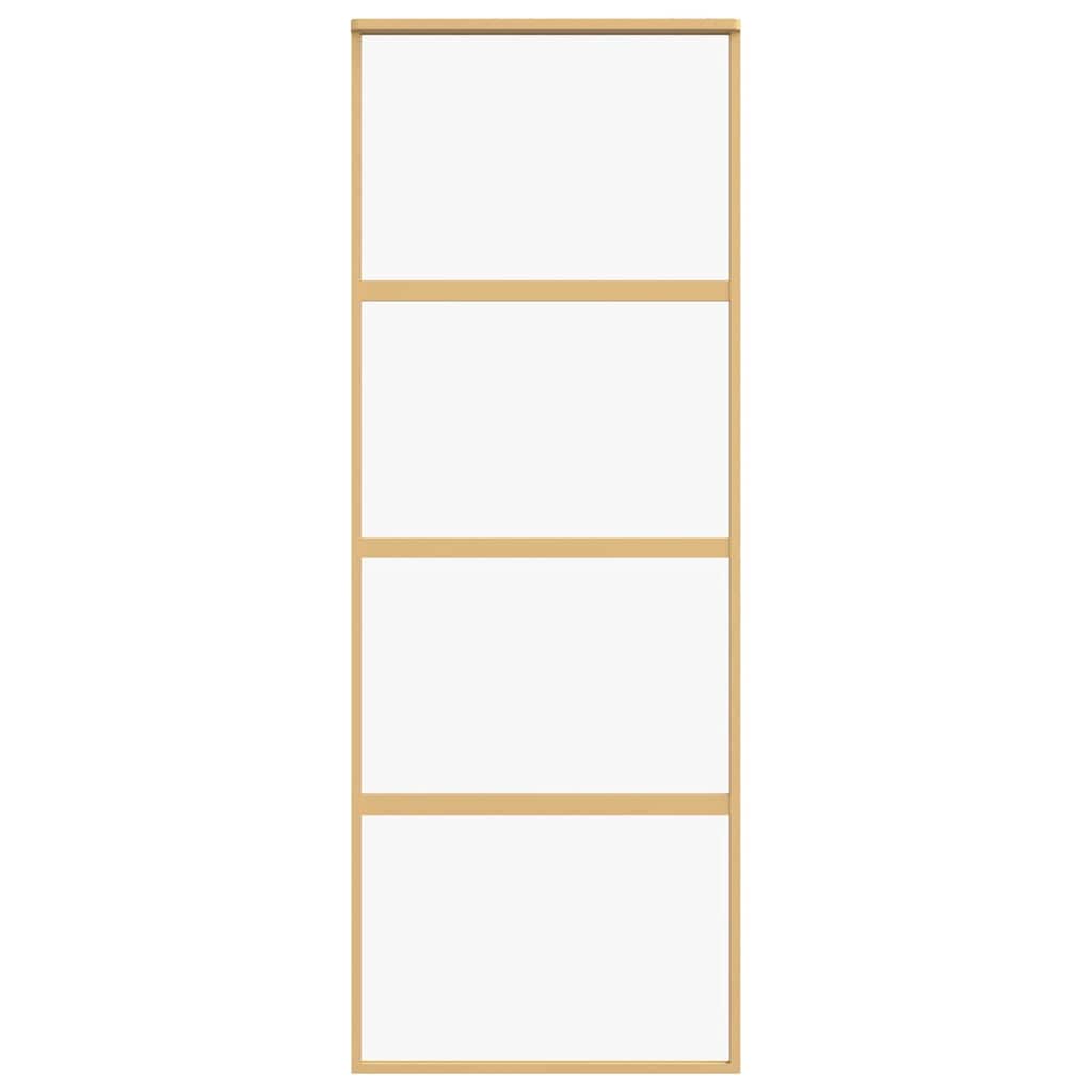 Sliding Door Gold 76x205 cm Clear ESG Glass and Aluminium