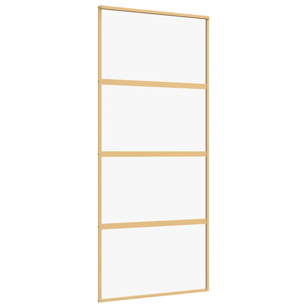 Sliding Door Gold 90x205 cm Clear ESG Glass and Aluminium