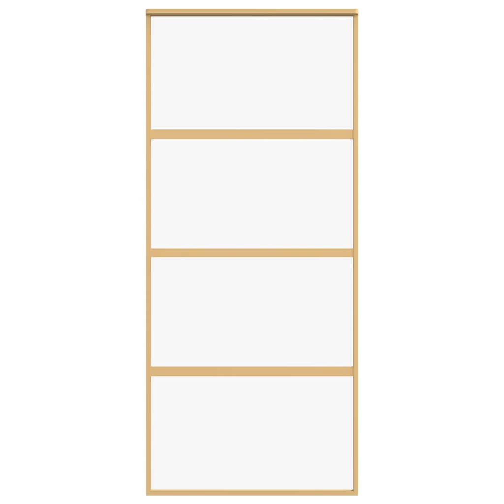 Sliding Door Gold 90x205 cm Clear ESG Glass and Aluminium