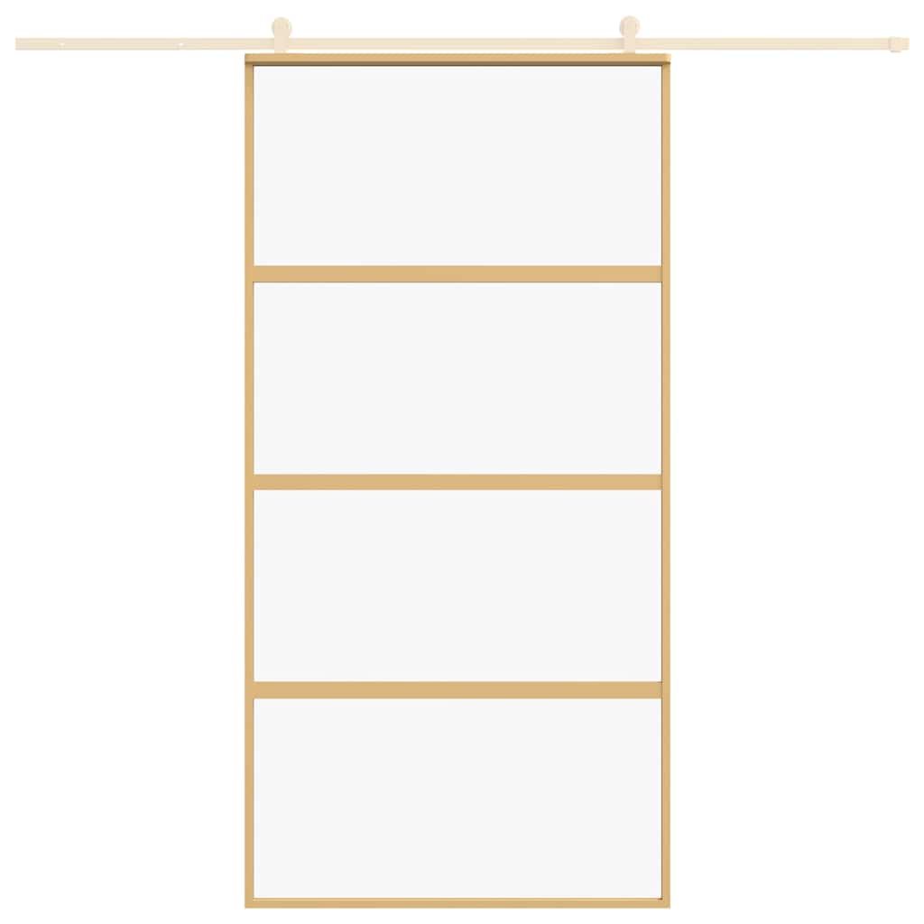 Sliding Door Gold 102.5x205 cm Clear ESG Glass and Aluminium