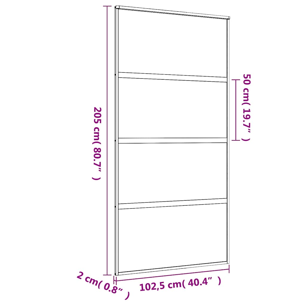 Sliding Door Gold 102.5x205 cm Clear ESG Glass and Aluminium