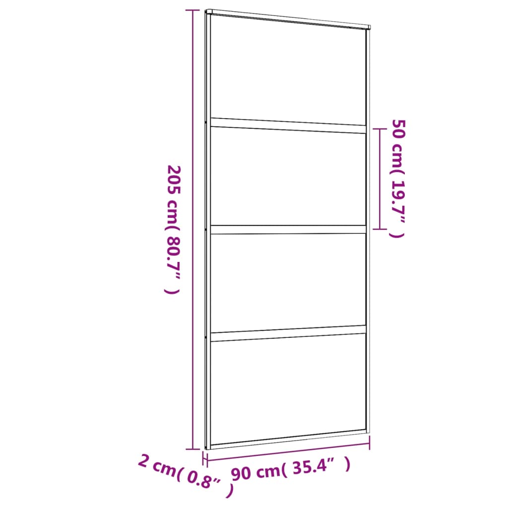 vidaXL Sliding Door Gold 90x205 cm Frosted ESG Glass and Aluminium