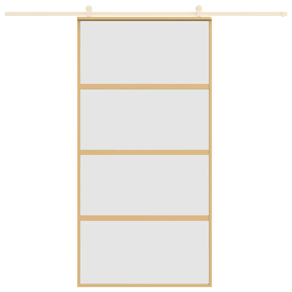 Sliding Door Gold 102.5x205 cm Frosted ESG Glass and Aluminium