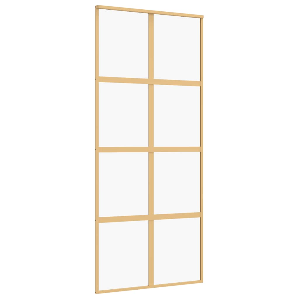 Sliding Door Gold 90x205 cm Clear ESG Glass and Aluminium