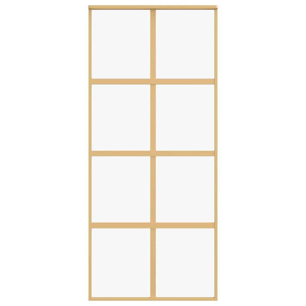 Sliding Door Gold 90x205 cm Clear ESG Glass and Aluminium