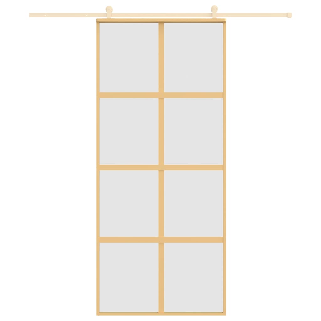 Sliding Door Gold 90x205 cm Frosted ESG Glass and Aluminium