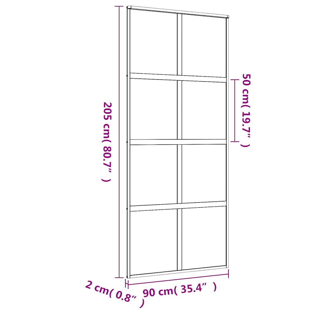 Sliding Door Gold 90x205 cm Frosted ESG Glass and Aluminium