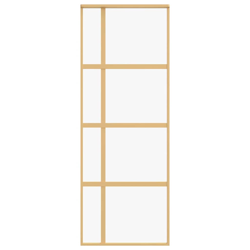 Sliding Door Gold 76x205 cm Clear ESG Glass and Aluminium
