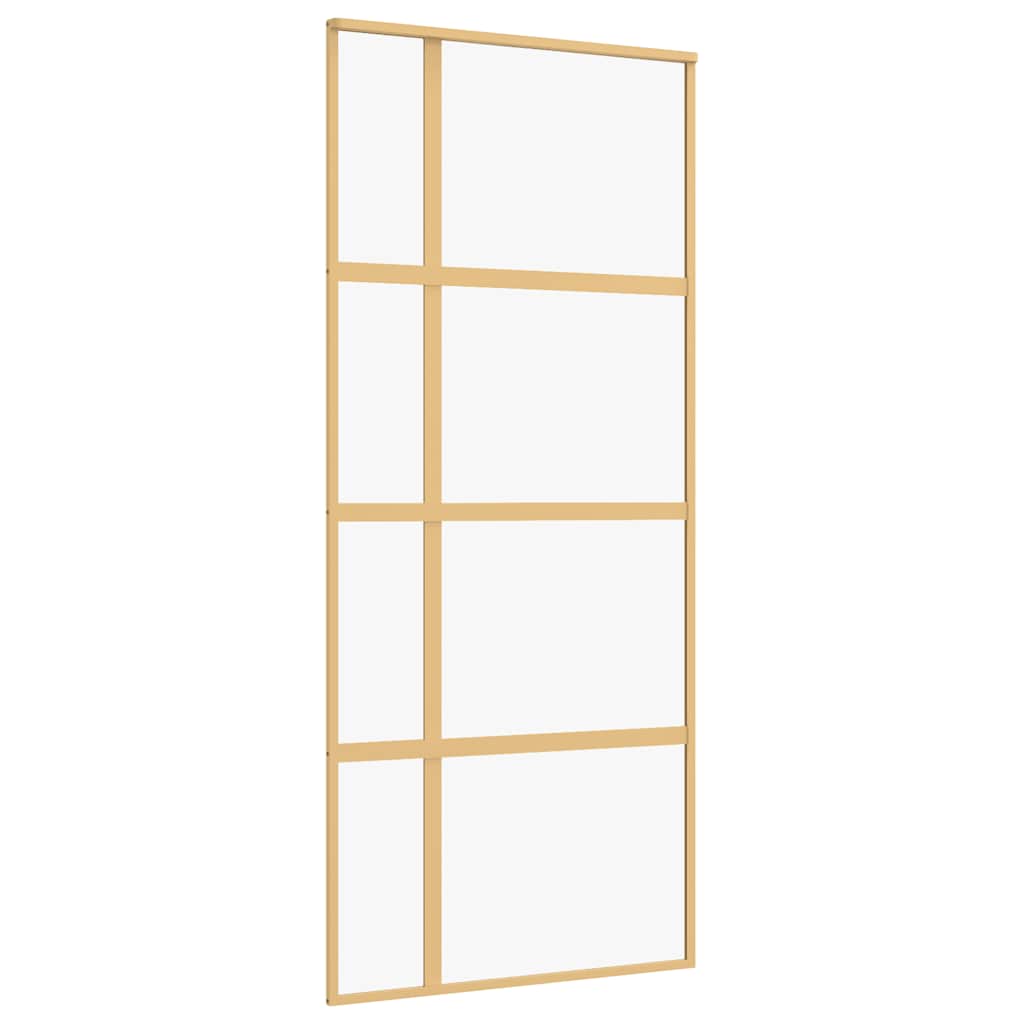Sliding Door Gold 90x205 cm Clear ESG Glass and Aluminium