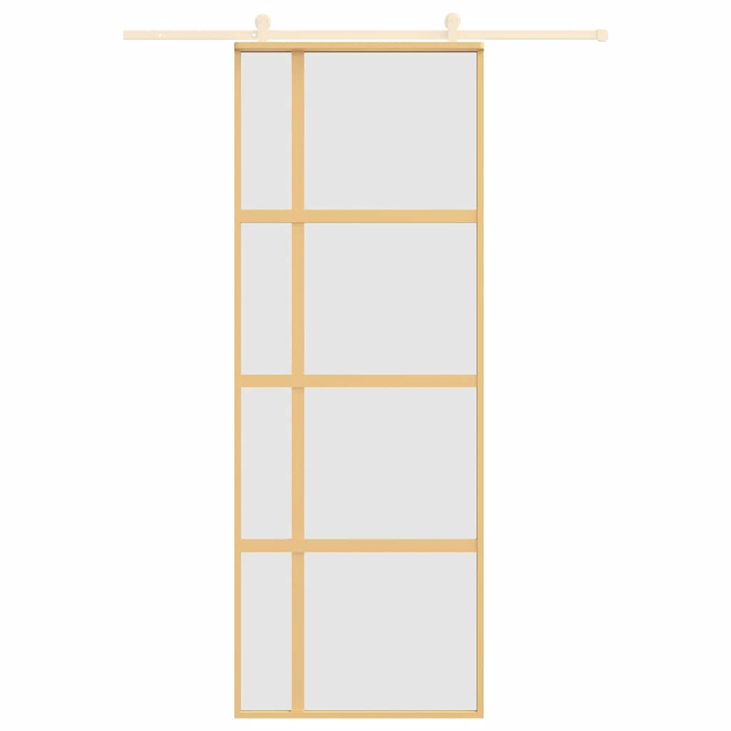 Sliding Door Gold 76x205 cm Frosted ESG Glass and Aluminium