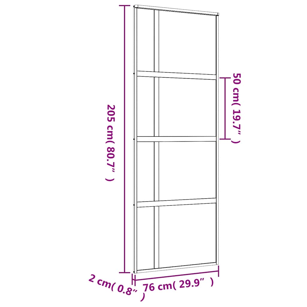Sliding Door Gold 76x205 cm Frosted ESG Glass and Aluminium