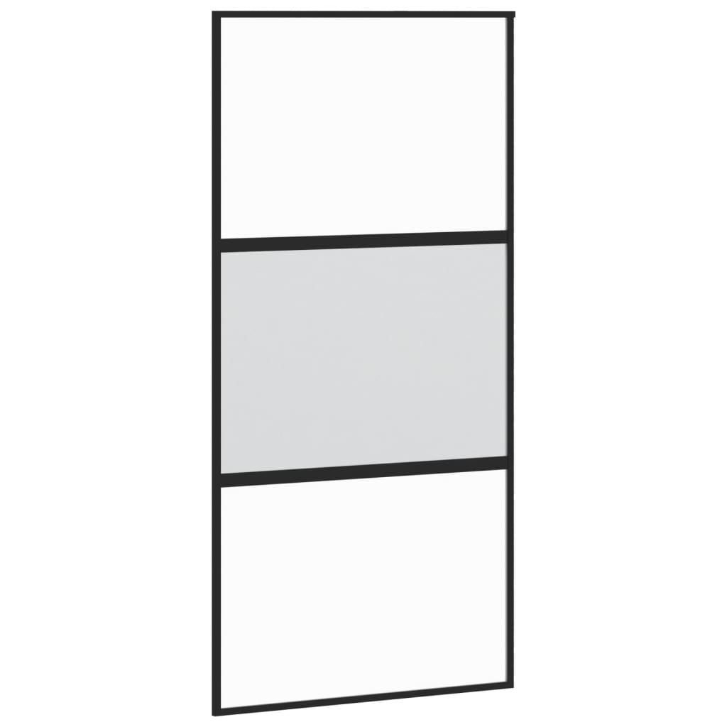 vidaXL Sliding Door Black 102.5x205 cm Tempered Glass and Aluminium