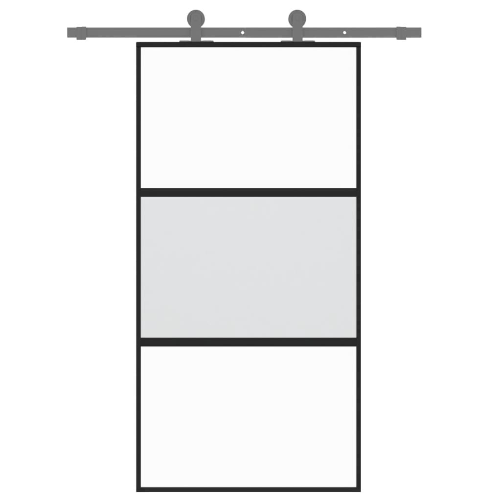 vidaXL Sliding Door Black 102.5x205 cm Tempered Glass and Aluminium