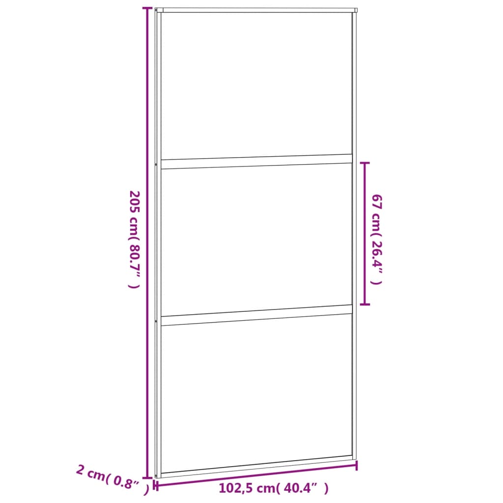 vidaXL Sliding Door Black 102.5x205 cm Tempered Glass and Aluminium