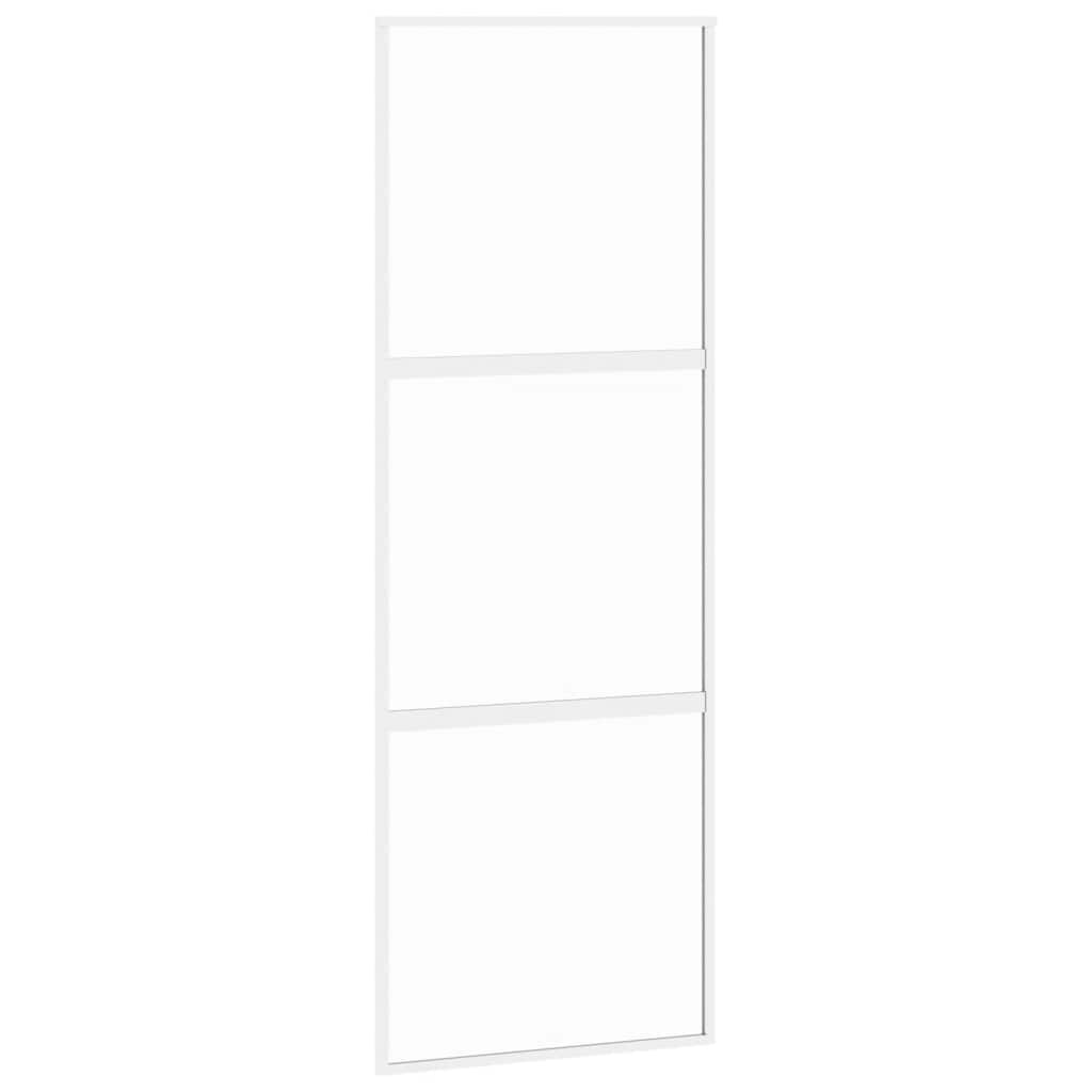 Sliding Door White 76x205 cm Tempered Glass and Aluminium