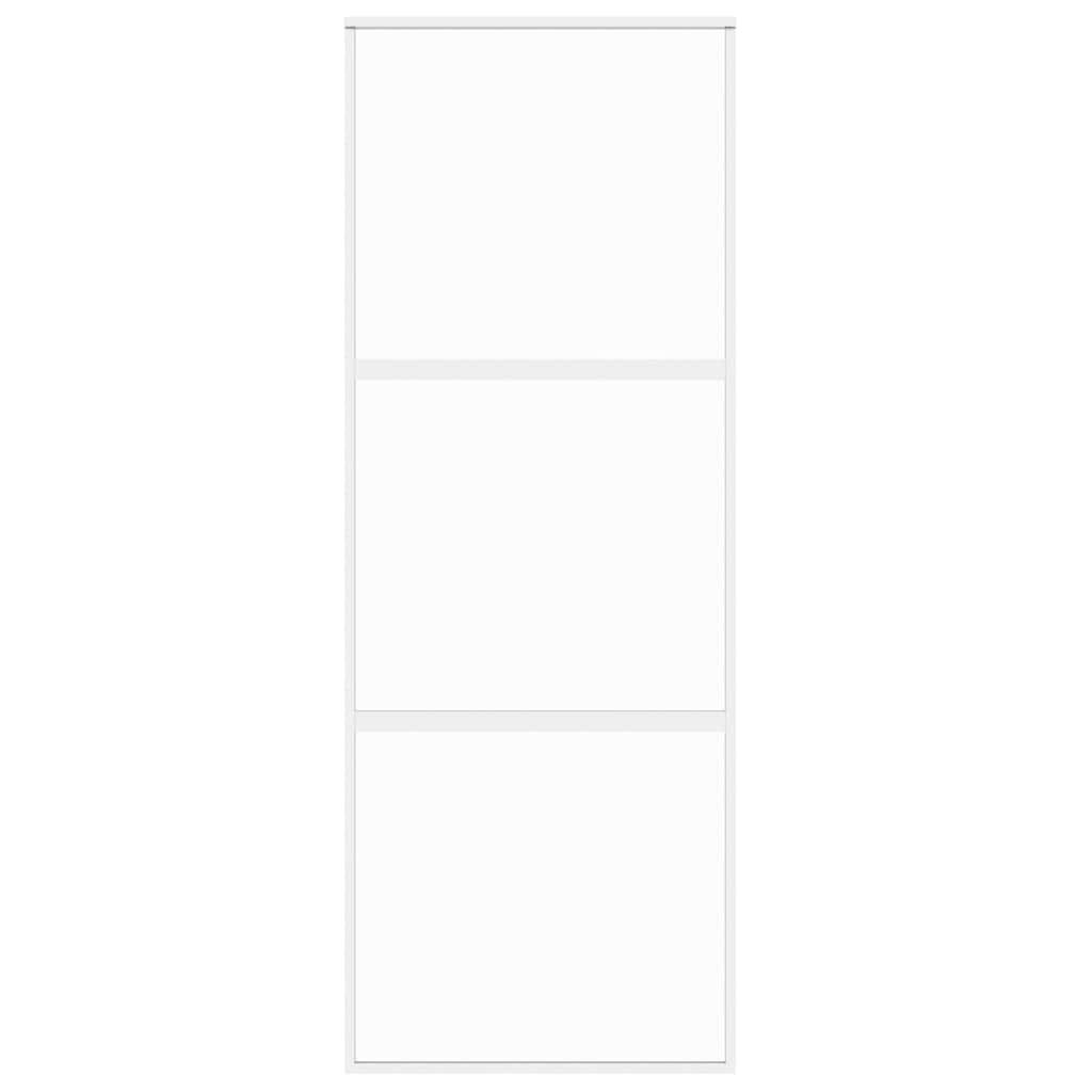 Sliding Door White 76x205 cm Tempered Glass and Aluminium